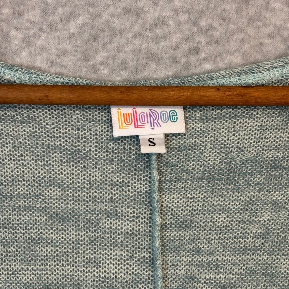 LuLaRoe Women's Light Blue Teal Half Sleeve Cardigan Small Open Front Sweater - Picture 3 of 9